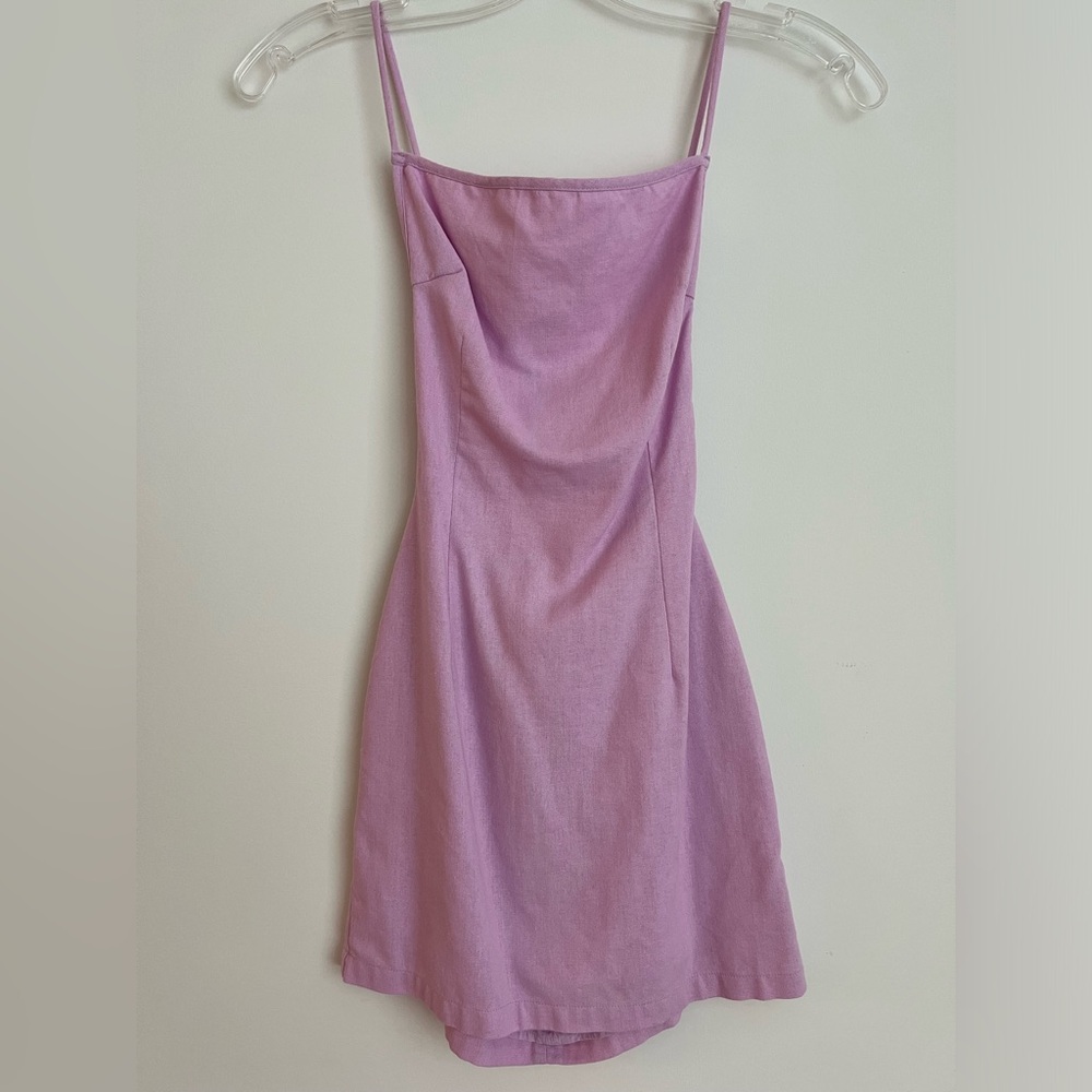 Étophe Studios lavender linen mini dress
